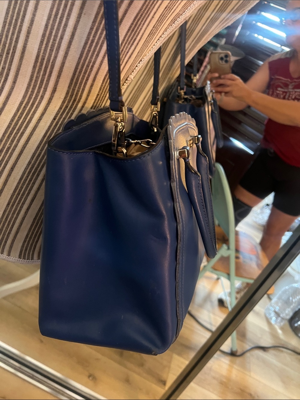 Worn once, kate spade, Linzi Maple Court scalloped Blue satchel - Picture 4 of 10